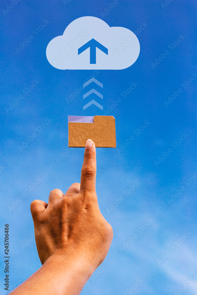 Conceptual hand push on hard copy for transformation file to digital storage.