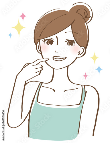 歯がきれい　口臭　女性　イラスト