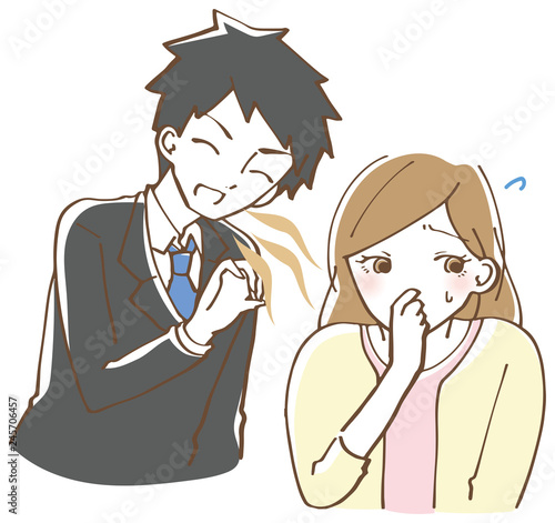 口臭くさい　男性　イラスト