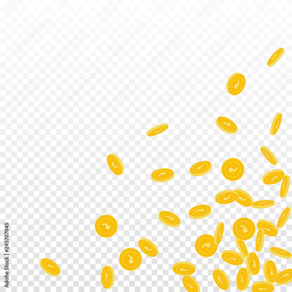 Indian rupee coins falling. Scattered small INR co Indian rupee coins falling. Scattered small INR co