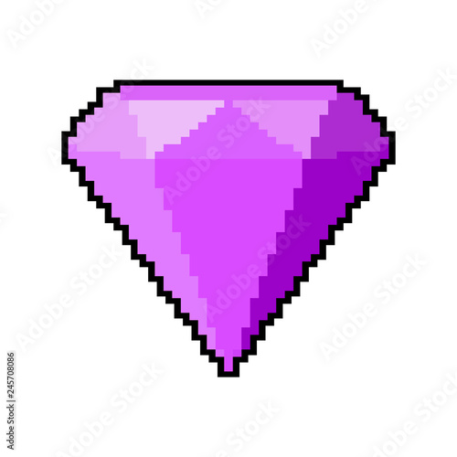 Blue pixel diamond. Vector illustration.
