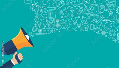 Digital marketing concept. Flat vector illustration.