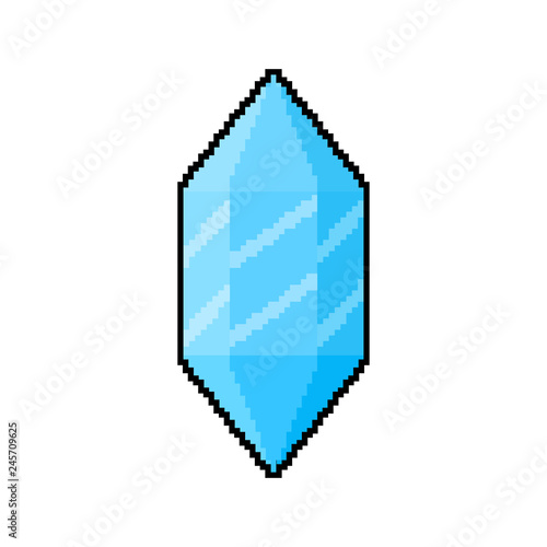 Blue pixel diamond. Vector illustration.
