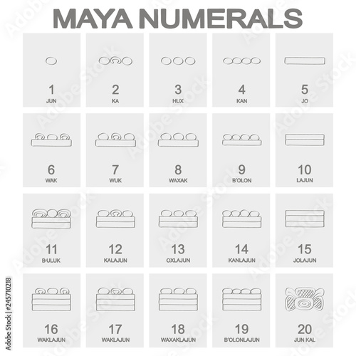 vector icon set with Mayan numerals glyphs for your design