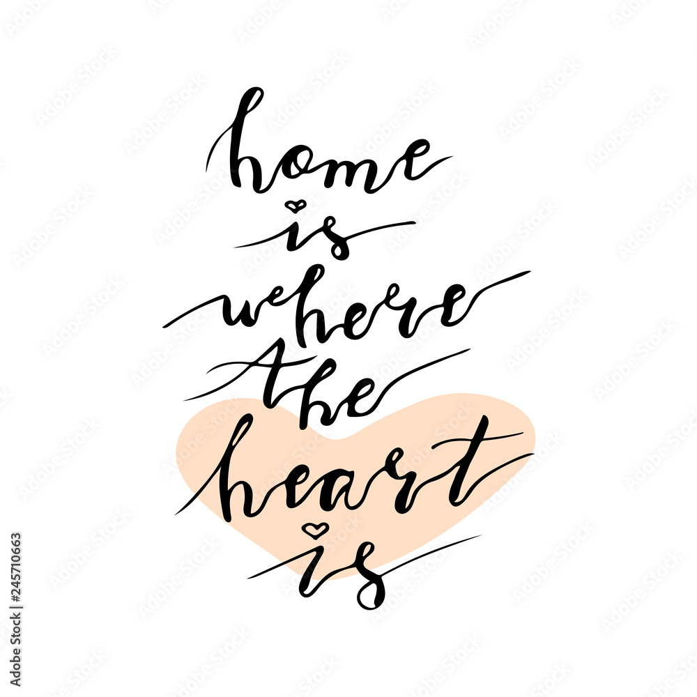 Home is where the heart - hand lettering Vector Image