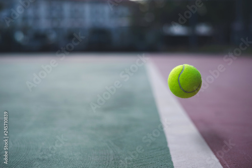 Close up tennis ball on the court background with copy space © WK Stock Photo 