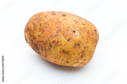 A bio russet potato isolated white background.