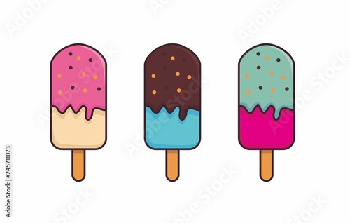 Colorful ice cream cartoon illustration on isolated background 