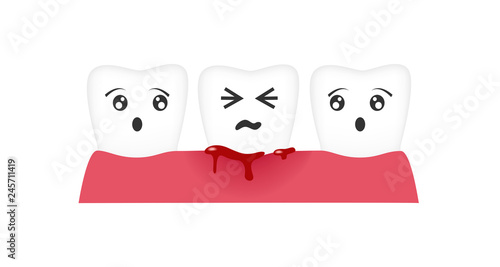 gingivitis tooth / blood bleeding vector photo