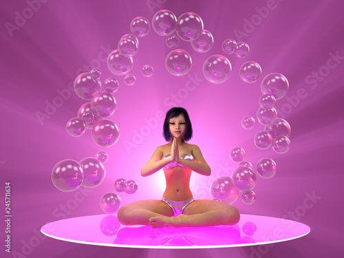 young woman meditating in yoga pose