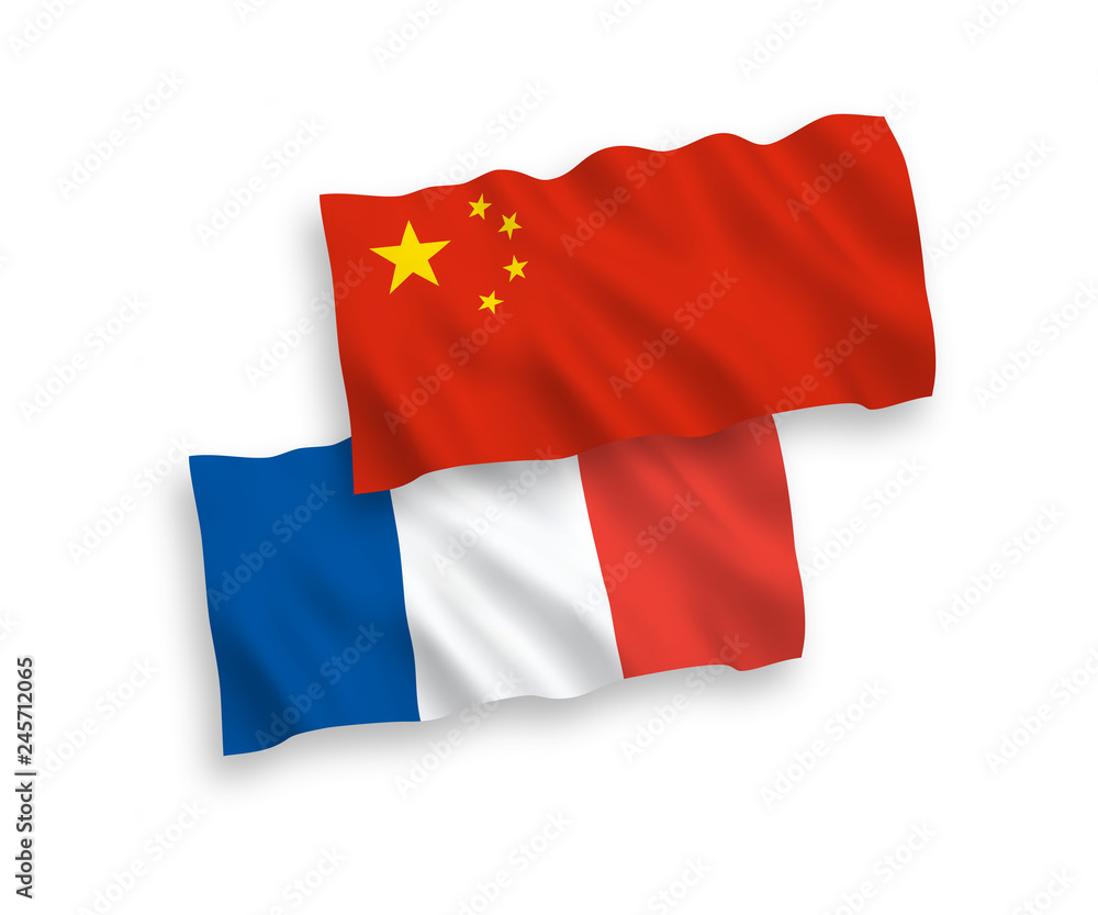 Flags of France and China on a white background
