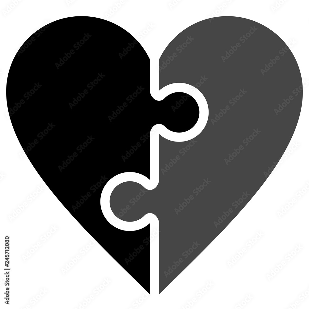 Heart puzzle symbol icon - black simple, isolated - vector Heart puzzle symbol icon - black simple, isolated - vector