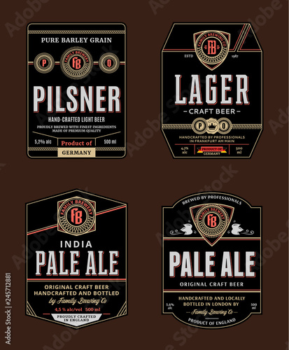 Vector beer labels and design elements