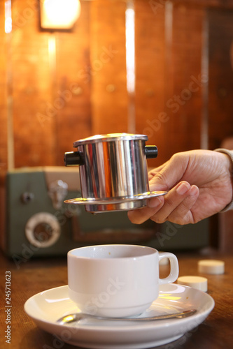 BREWING COFFEE USING VIETNAMESE COFFEE DRIP