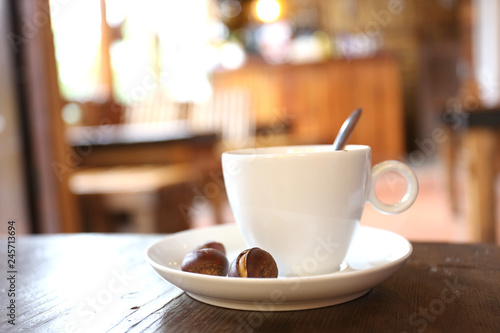 Cup Of Coffee With Chestnuts