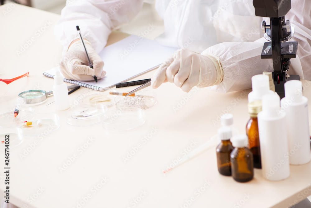 Young expert criminologist working in the lab Young expert criminologist working in the lab
