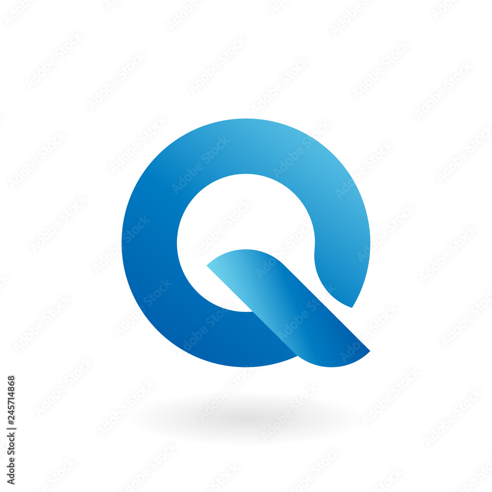 Q letter blue flat vector logo template Q letter blue flat vector logo template