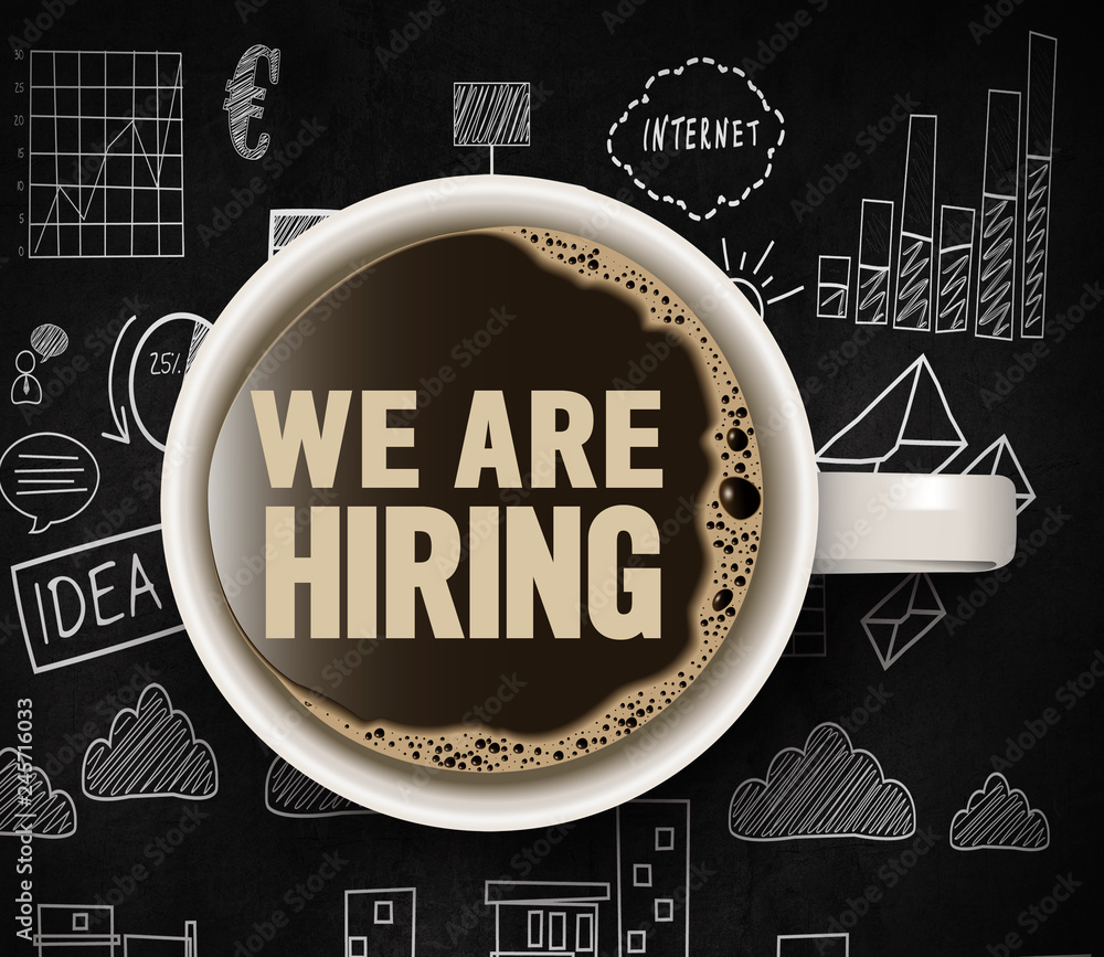 Text we are hiring coffee cup top view Stock Illustration Adobe Stock