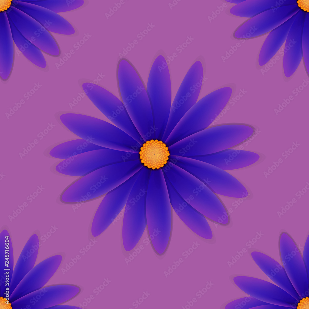 pattern with flowers with violet petals