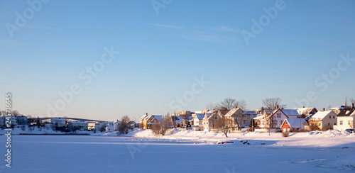 Winter and sun in the town