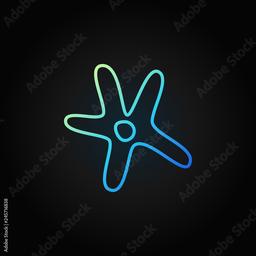 Bacteria outline vector blue simple icon or design element on dark background