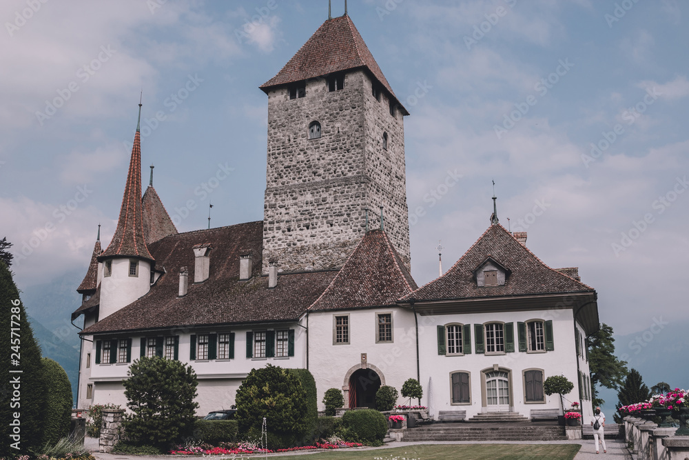 View on Spiez Castle - living museum and park
