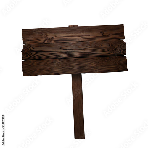 Wooden sign  isolated on white background