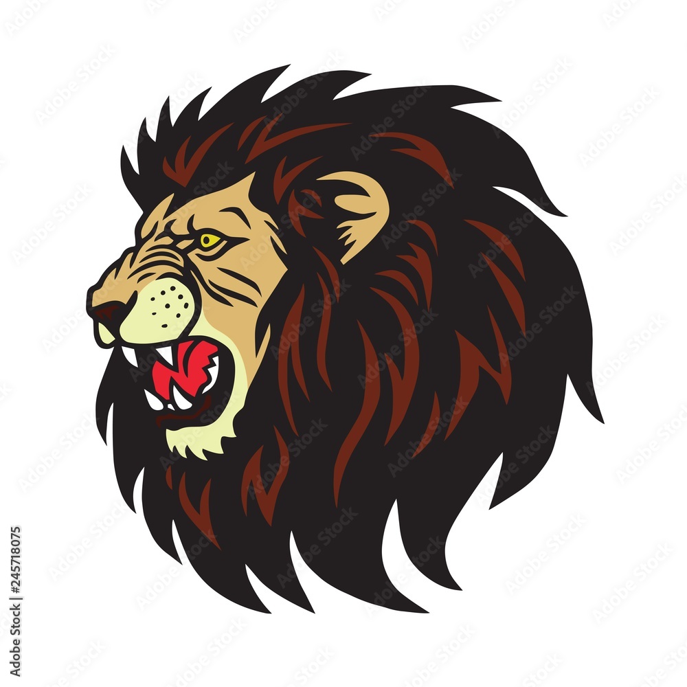 Lion Roaring Logo Vector Cartoon Illustration DEsign Template Stock Vector  | Adobe Stock