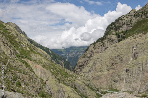 Closeup mountains scenes, walk to Trift Bridge in national park Switzerland © TravelFlow