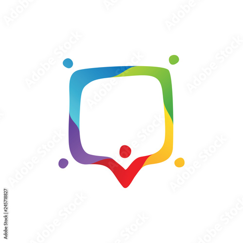 people family together human unity chat bubble logo vector icon