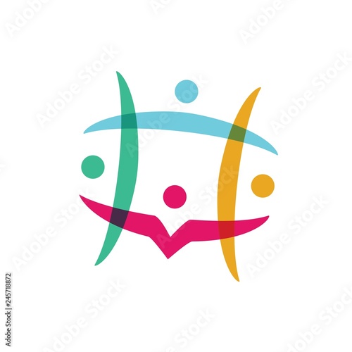 people family together human unity chat bubble logo vector icon