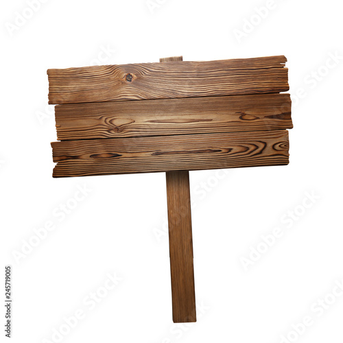 Wooden sign, isolated on white background