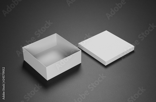 Square box on a black background. 3D render.