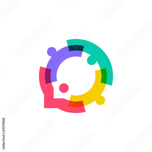 people family together human unity chat bubble logo vector icon