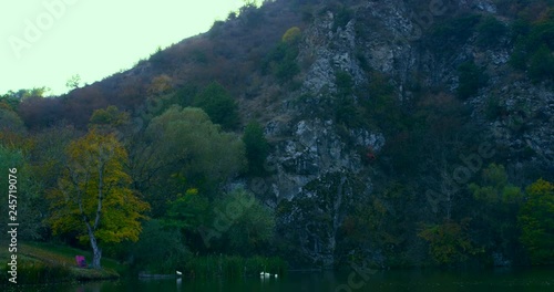 Wild beautiful Nature place (Armenia Ijevan lake of Qari, Kari ) Lake in mountains with forest slow motion filmistic, cinematic footage. Shooted in Red Epic Dragon camera (4k slow 120fps) photo