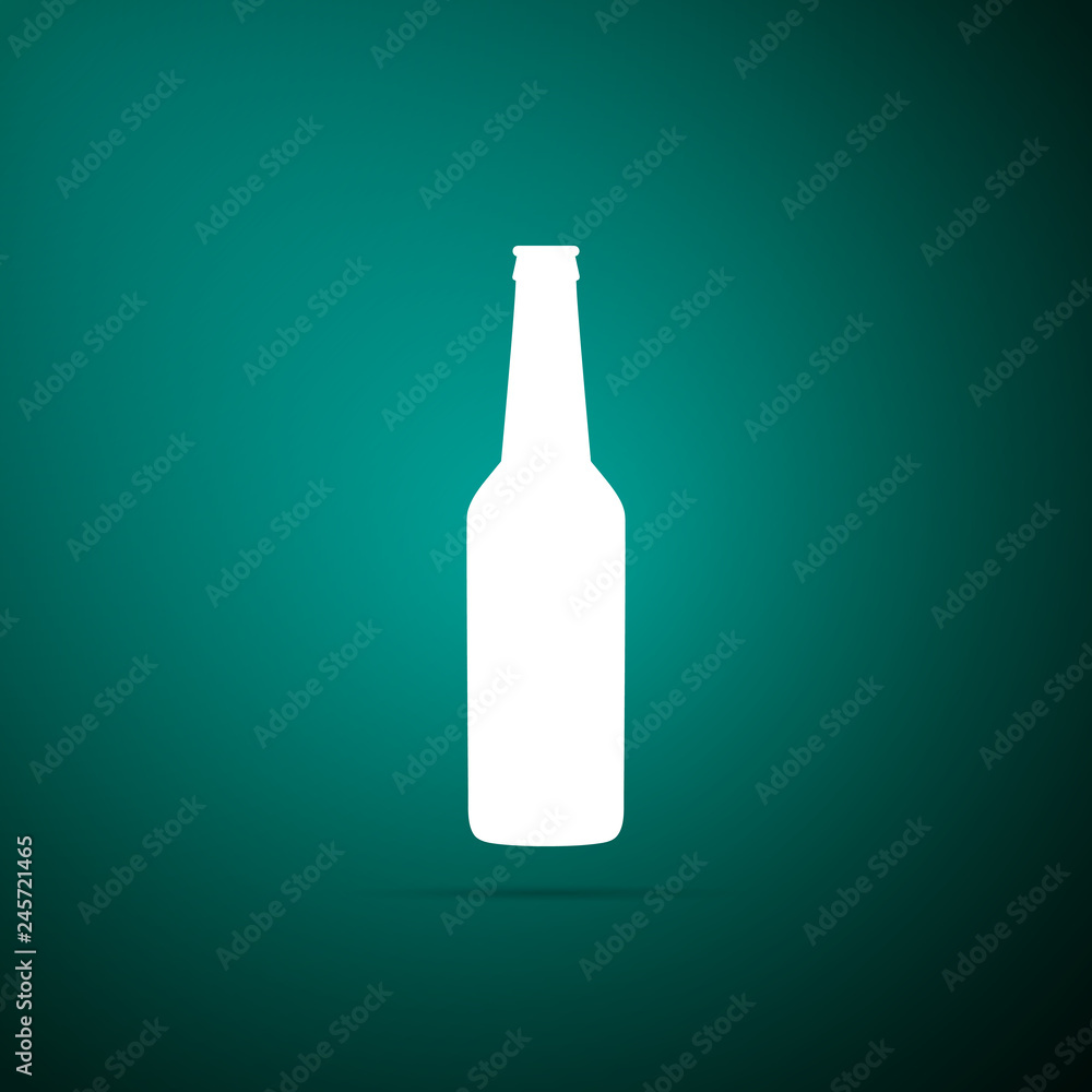 Beer bottle icon isolated on green background. Flat design. Vector Illustration Beer bottle icon isolated on green background. Flat design. Vector Illustration