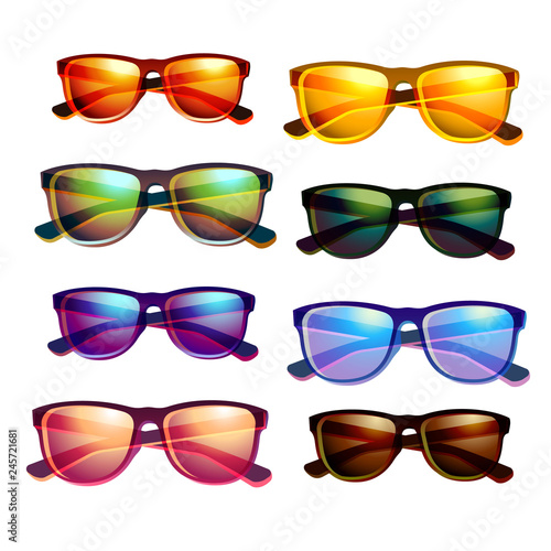set of colorful sunglasses