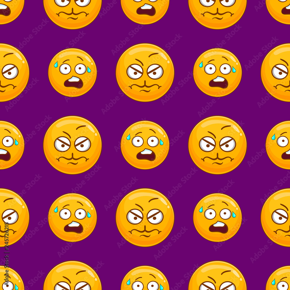 Fototapeta premium Seamless pattern with cartoon cute smiley face
