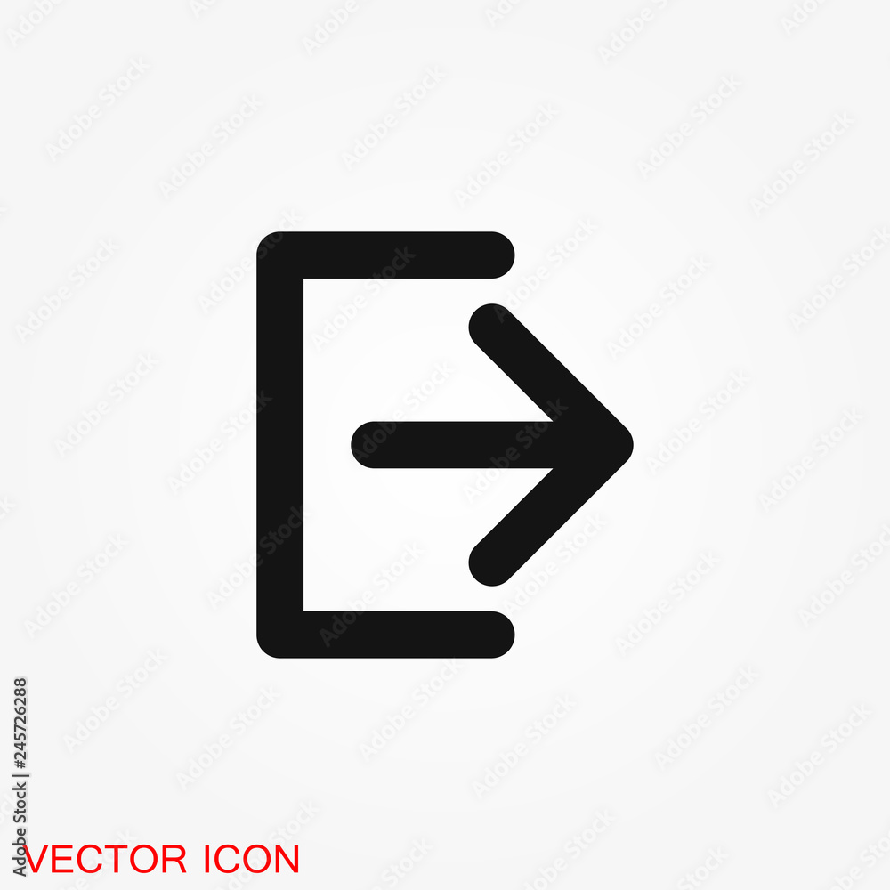 The exit icon. Logout and output, outlet, out symbol. Vector logo The exit icon. Logout and output, outlet, out symbol. Vector logo