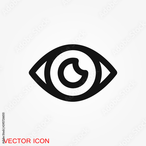 Eye icon, flat icon for logo, vector sign symbol