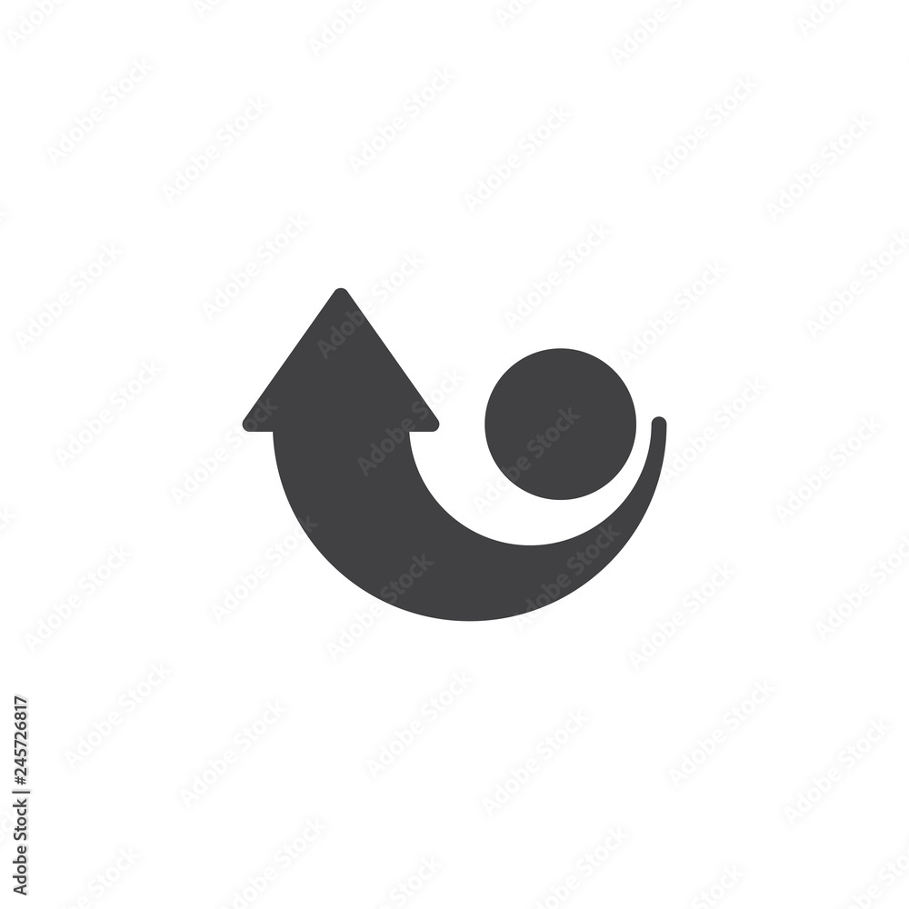 Arrow rotation direction vector icon. filled flat sign for mobile concept and web design. Arrow around circle simple solid icon. Turn the knob clockwise symbol, logo illustration