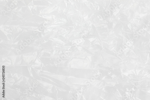 Abstract background crumpled plastic film texture white garbage bag