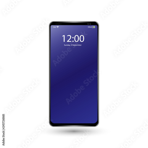 New frameless phone front black vector drawing eps10 format isolated on white background - vector