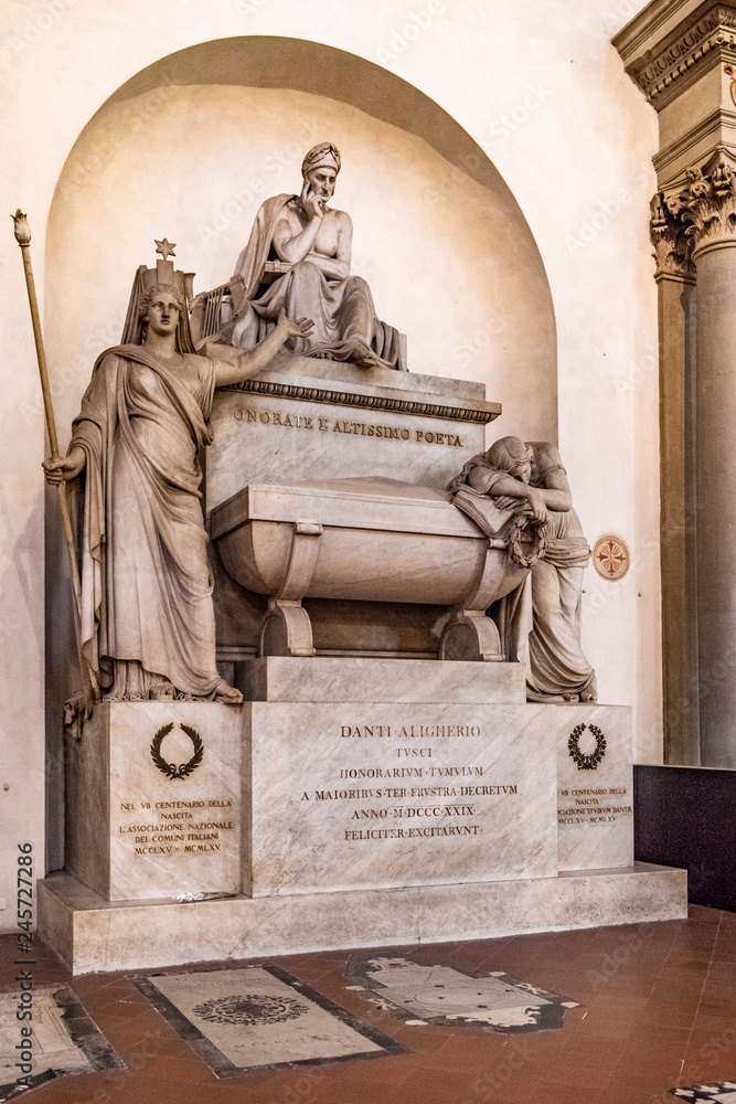 View on the tomb of Dante alighieri located in the Church of Santa Croce in  Florence, Tuscany - Italy Stock Photo | Adobe Stock