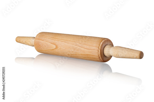  Wooden rolling pin isolated on white background