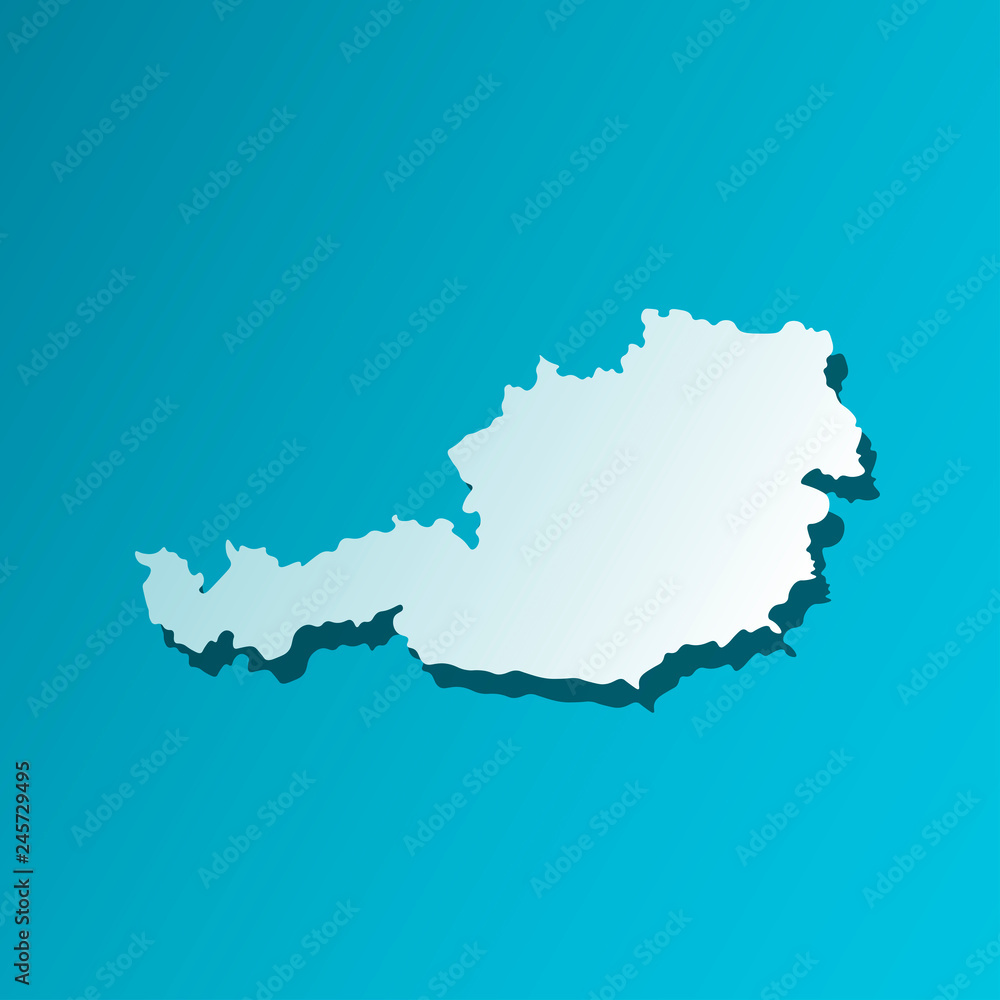 Vector isolated simplified illustration icon with blue silhouette of Austria map. Blue background