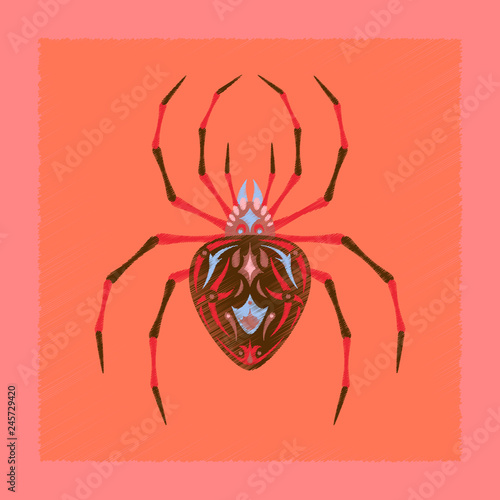 flat illustration on background of halloween spider