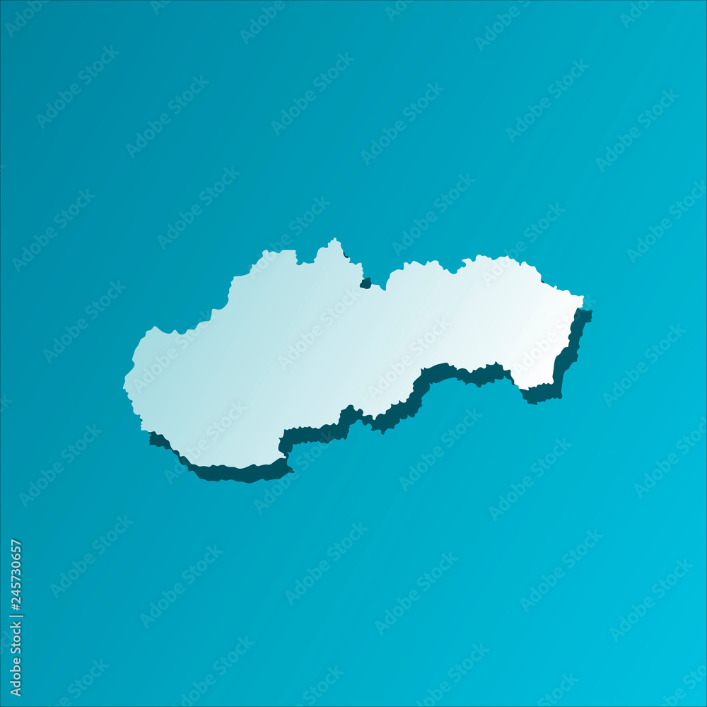 Obraz premium Vector isolated simplified illustration icon with blue silhouette of Slovakia map. Blue background