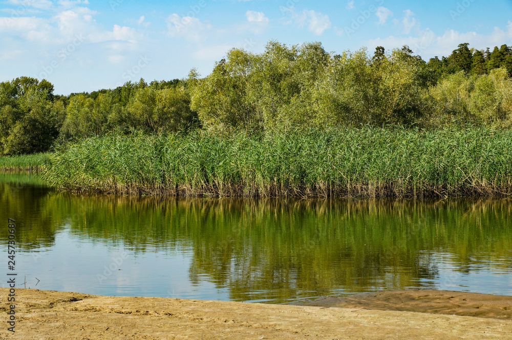 Samara, region, river, Volga, ditches, water, reflection, shore, sky, clouds, trees, nature, walk Samara, region, river, Volga, ditches, water, reflection, shore, sky, clouds, trees, nature, walk