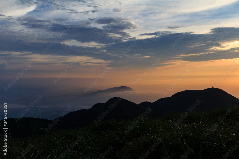 Datunshan sunset Yangmingshan mountains